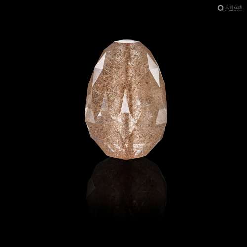 Rutilated Quartz Faceted Egg-form Carving by Mark Oros--&quo...