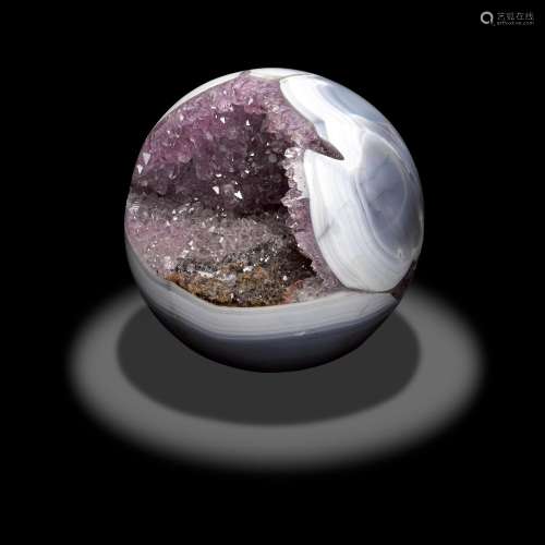 Amethyst and Grey Banded Agate Sphere