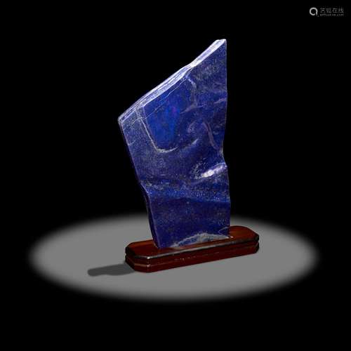 Lapis Lazuli Sculpture with Wooden Base