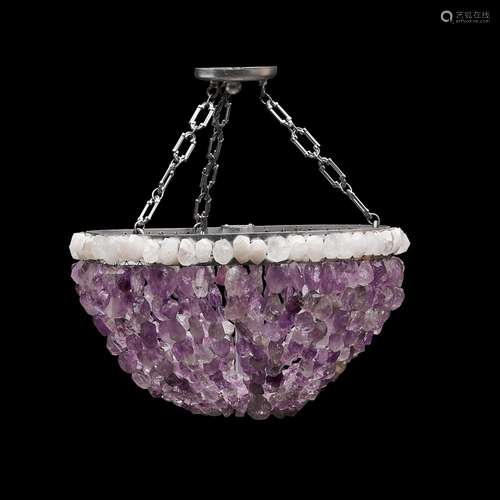 Amethyst and Rock Crystal Quartz Light Fixture by Marjorie S...