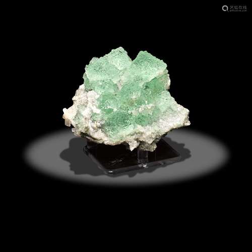 Green Fluorite on Quartz