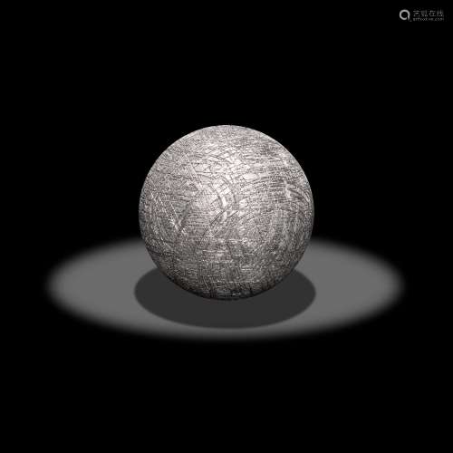 Large Muonionalusta Meteorite Sphere with Troilite Inclusion