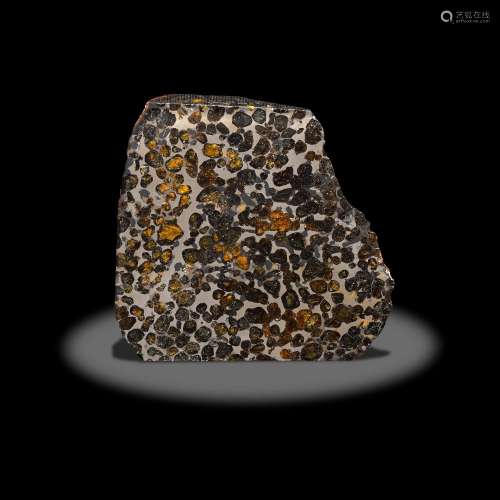 Sericho Pallasite--End Cut with Polished Face and Bottom Cut