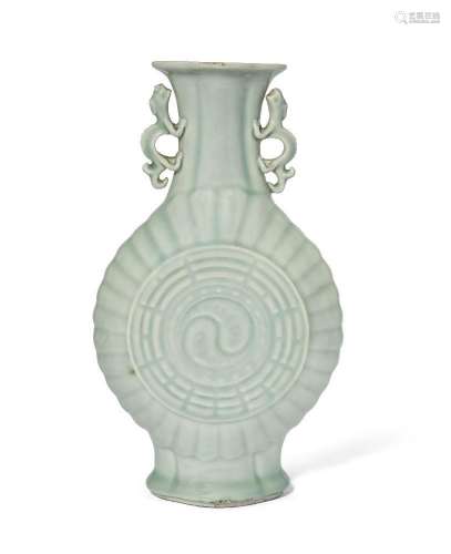 A Chinese porcelain qingbai 'Taoist' moon flask, Republic pe...
