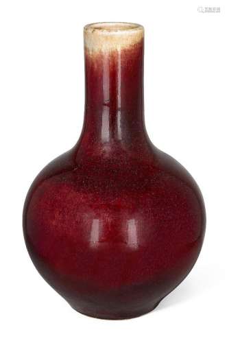 A Chinese flambé bottle vase, tianqiuping, late Qing dynasty...
