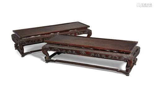 A pair of Chinese zitan rectangular scholar's stands, 18th/1...