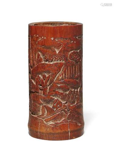 A small Chinese carved bamboo bitong, early 20th century, ca...