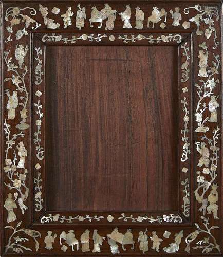 A Chinese hongmu mother of pearl-inlaid mirror, early 20th c...