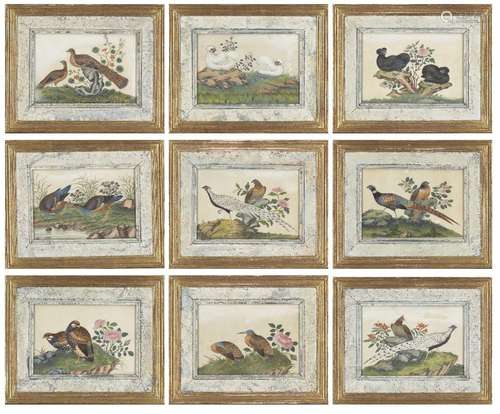 Twelve Chinese pith paper paintings of birds, late 19th cent...