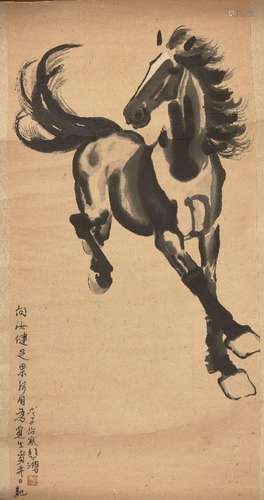 After XU BEIHONG (Chinese, 1895-1953), ink on paper, hanging...