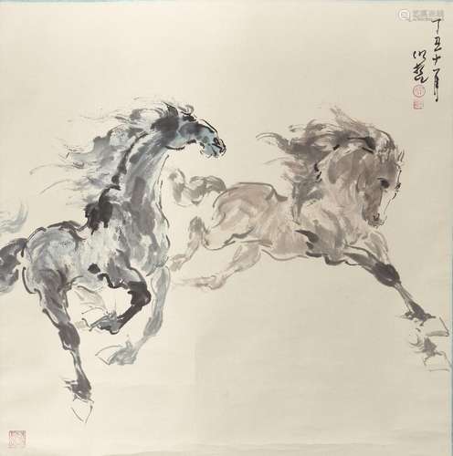 TANG MINGZHE (Chinese, b.1934), ink and colour on paper, han...