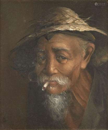 Balinese School, mid-late 20th century, oil on canvas, portr...