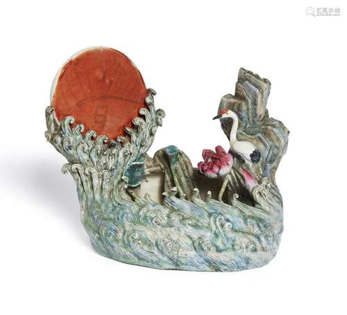 A Japanese porcelain 'sun and waves' figure group, 18th/19th...