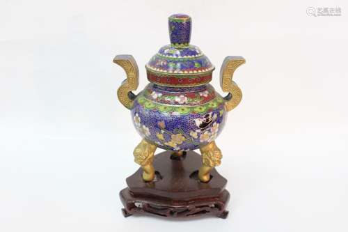 Chinese Cloisonne Tripod Censer