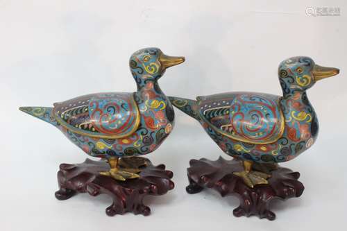 Pair of Chinese Cloisonne Ducks