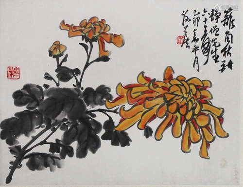 谢公展 花卉 纸本镜片