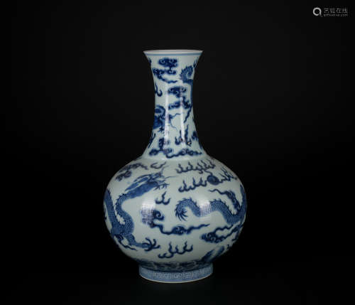 A blue and white 'dragon' vase