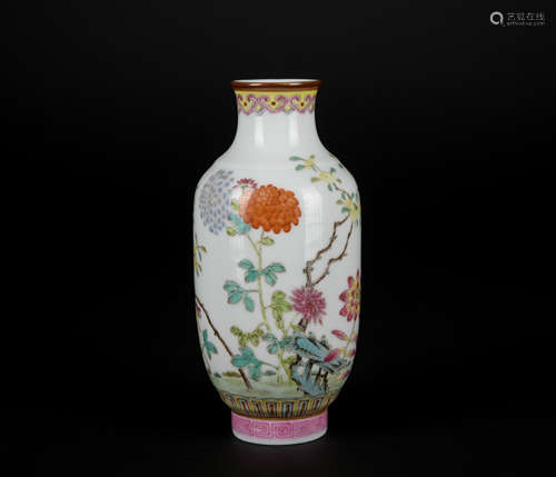 A famille-rose 'floral' vase