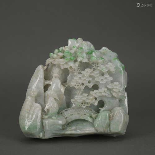 A jade mountain and figure ornament