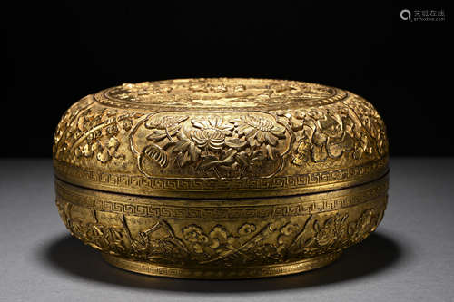 A gilt-bronze box and cover