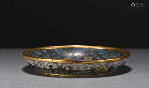 A Cloisonne enamel 'floral' dish