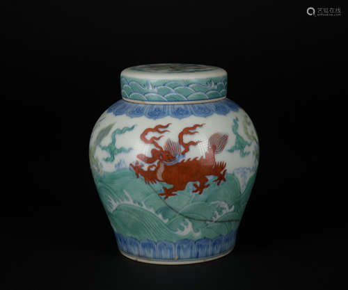 A Wu cai 'Kirin' jar