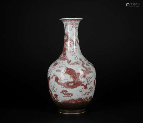 A copper-red 'dragon' vase