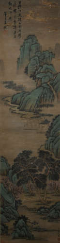 A Qiu ying's green landscape hand scroll