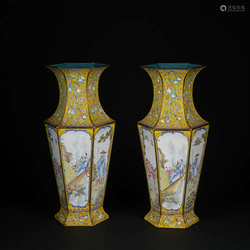 An enamel 'figure' vase