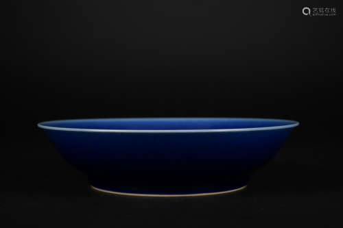 A blue glazed dish