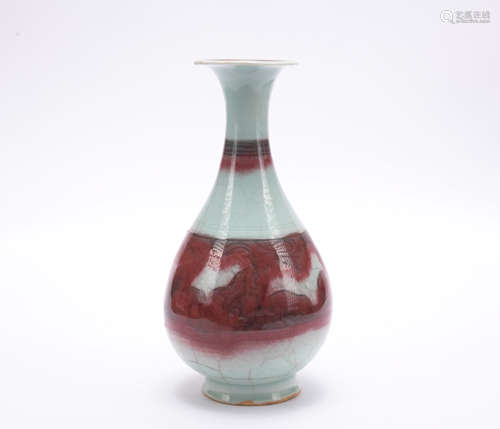 A copper-red-glazed pear-shaped vase