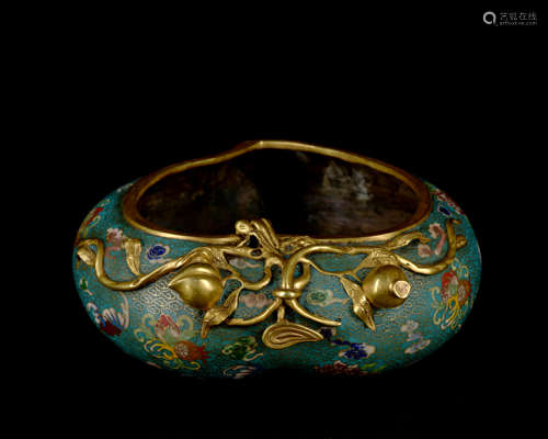 A Cloisonne enamel 'floral and birds' washer