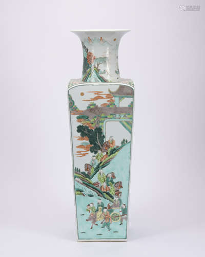 A famille-rose 'floral and figure' vase