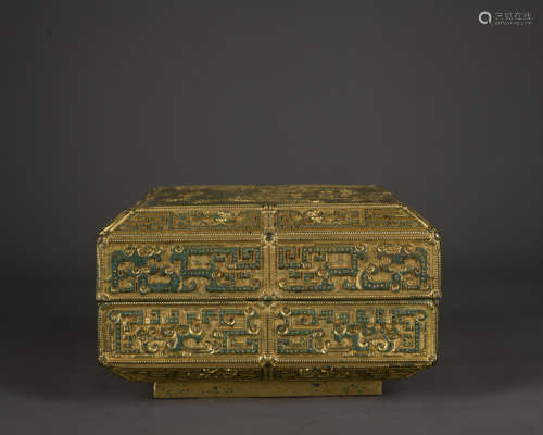 A gilt-bronze box and cover