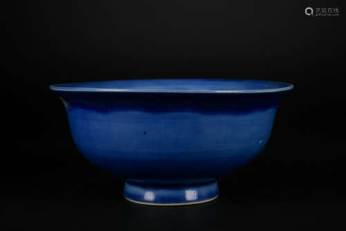 A blue glazed 'dragon' bowl