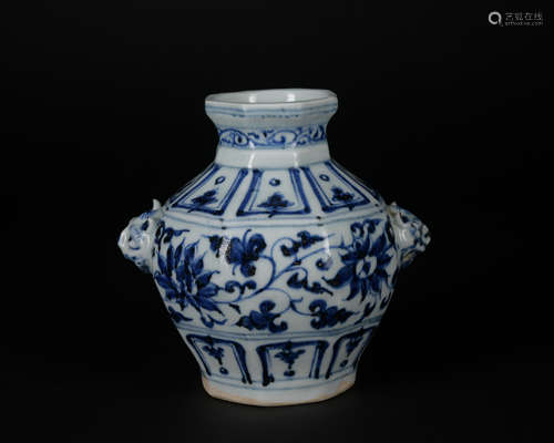 A blue and white vase