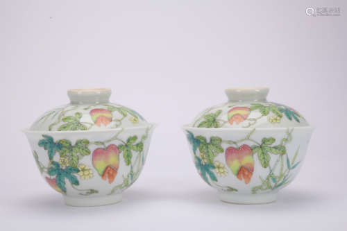 A pair of famille-rose cup