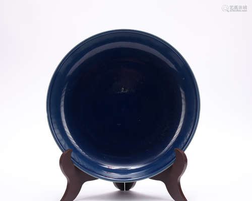 A blue glazed dish