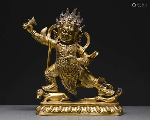 A gilt-bronze statue of Vajrapani Bodhisattva