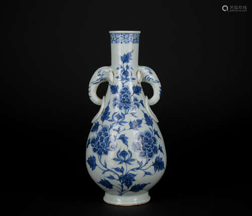 A blue and white vase