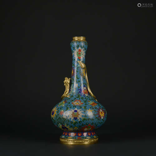 A Cloisonne enamel 'floral' garlic-head vase