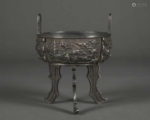 A high silver and embossed censer