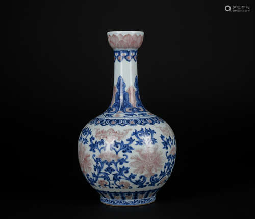 An underglaze-blue and copper-red vase