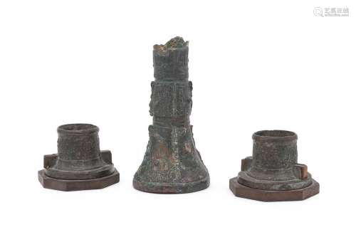 A pair of Chinese bronze bases