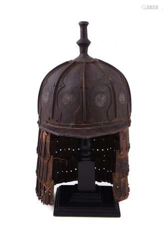 A rare Tibetan inlaid steel helmet