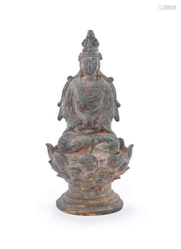 A Chinese bronze figure of a seated Buddha