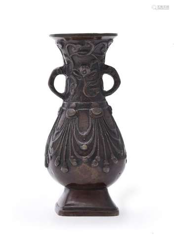 A Chinese bronze two-handled vase