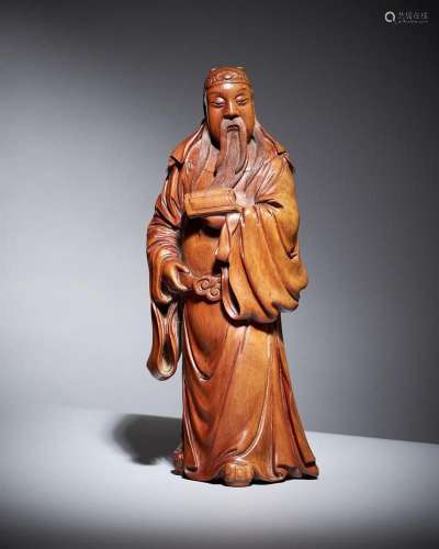 A good Chinese boxwood figure of guanyu