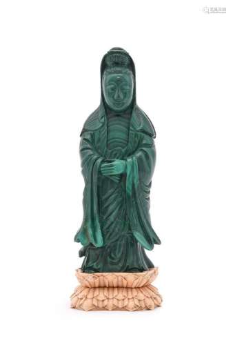 Y A Chinese malachite model of Guanyin