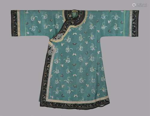 A Manchu court ladies gauze summer green informal robe